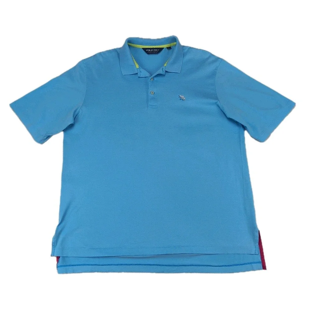 Polo Golf Ralph Lauren Mens L Large Blue Pima Cotton Short Sleeve Polo Shirt